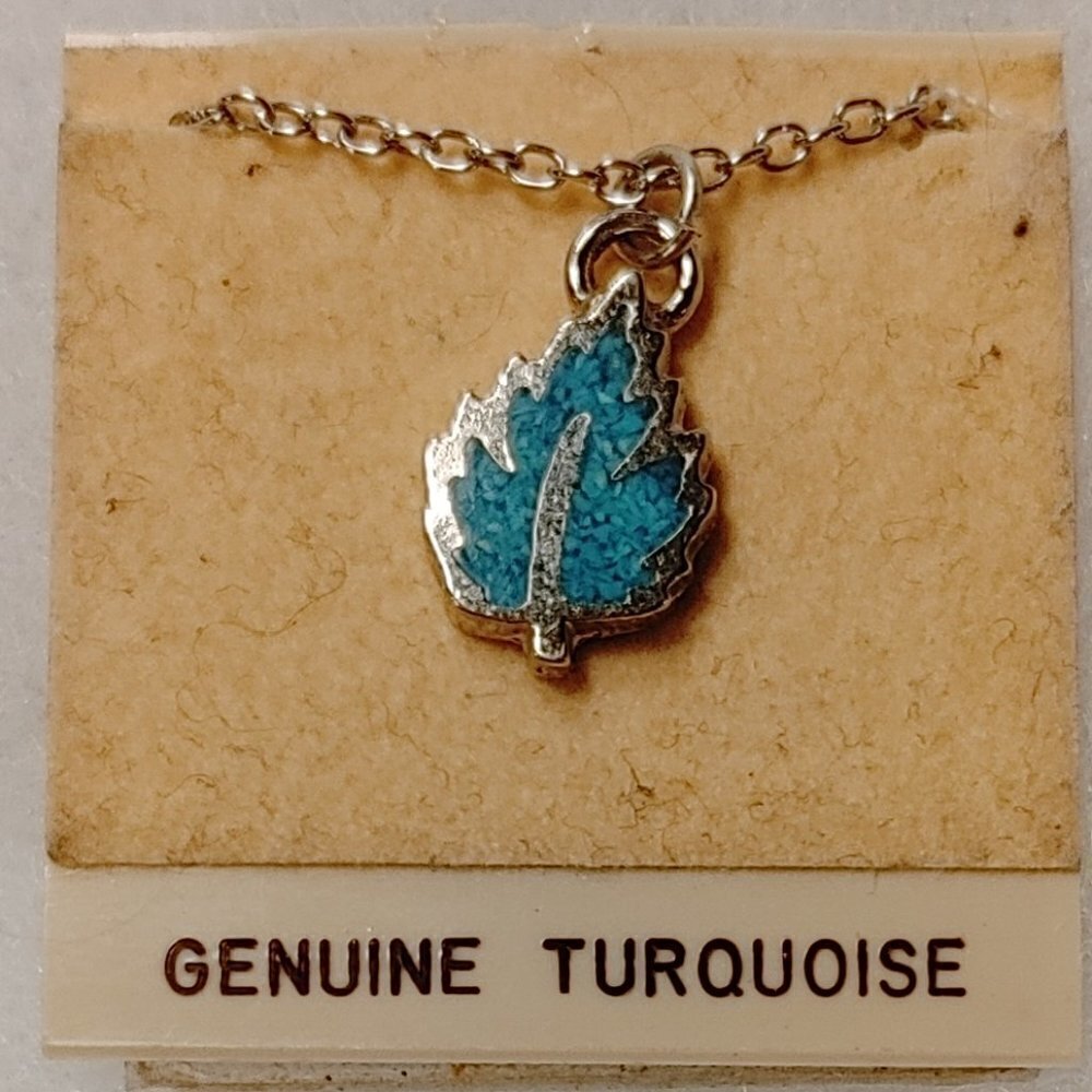 Genuine Turquoise Leaf Pendant